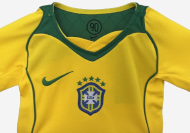 Brazil Home Jersey Kids Size 2004 Retro kit